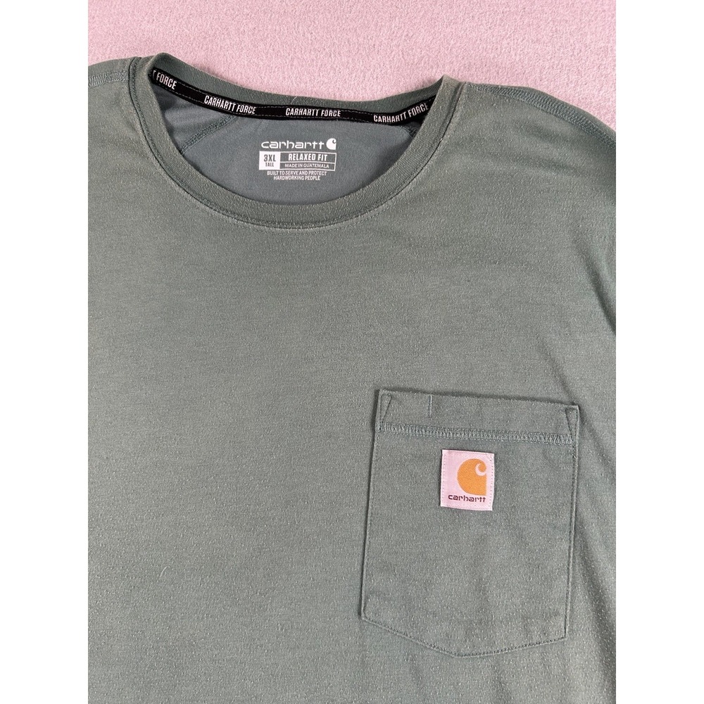 Lot Of 3 Carhartt Force Relaxed Fit T-Shirts Mens 3XL Tall Blue & Green - Picture 10 of 13